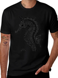 Black Seahorse Graphic Tee - Stylish Mens Shirt