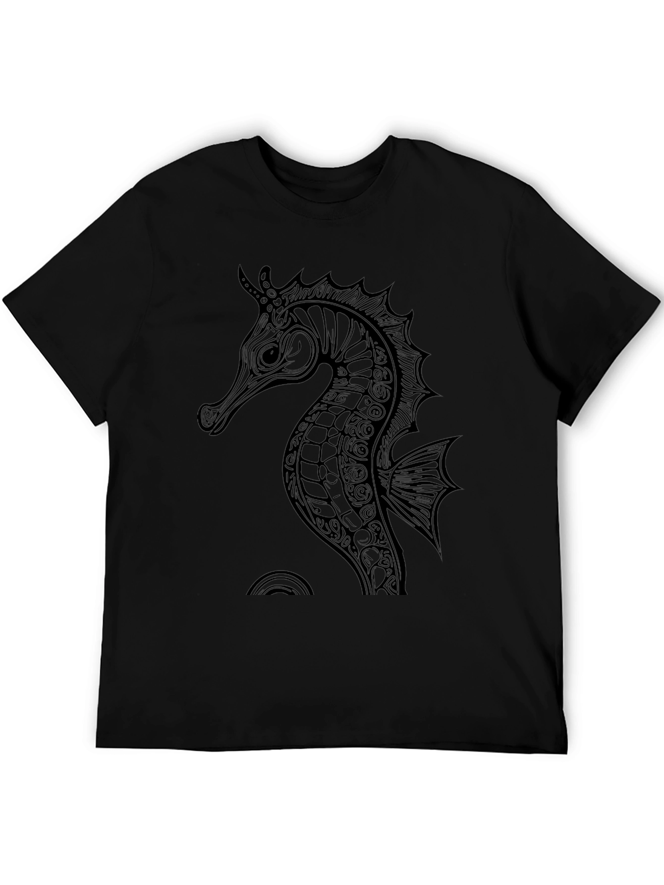 Black Seahorse Graphic Tee - Stylish Mens Shirt