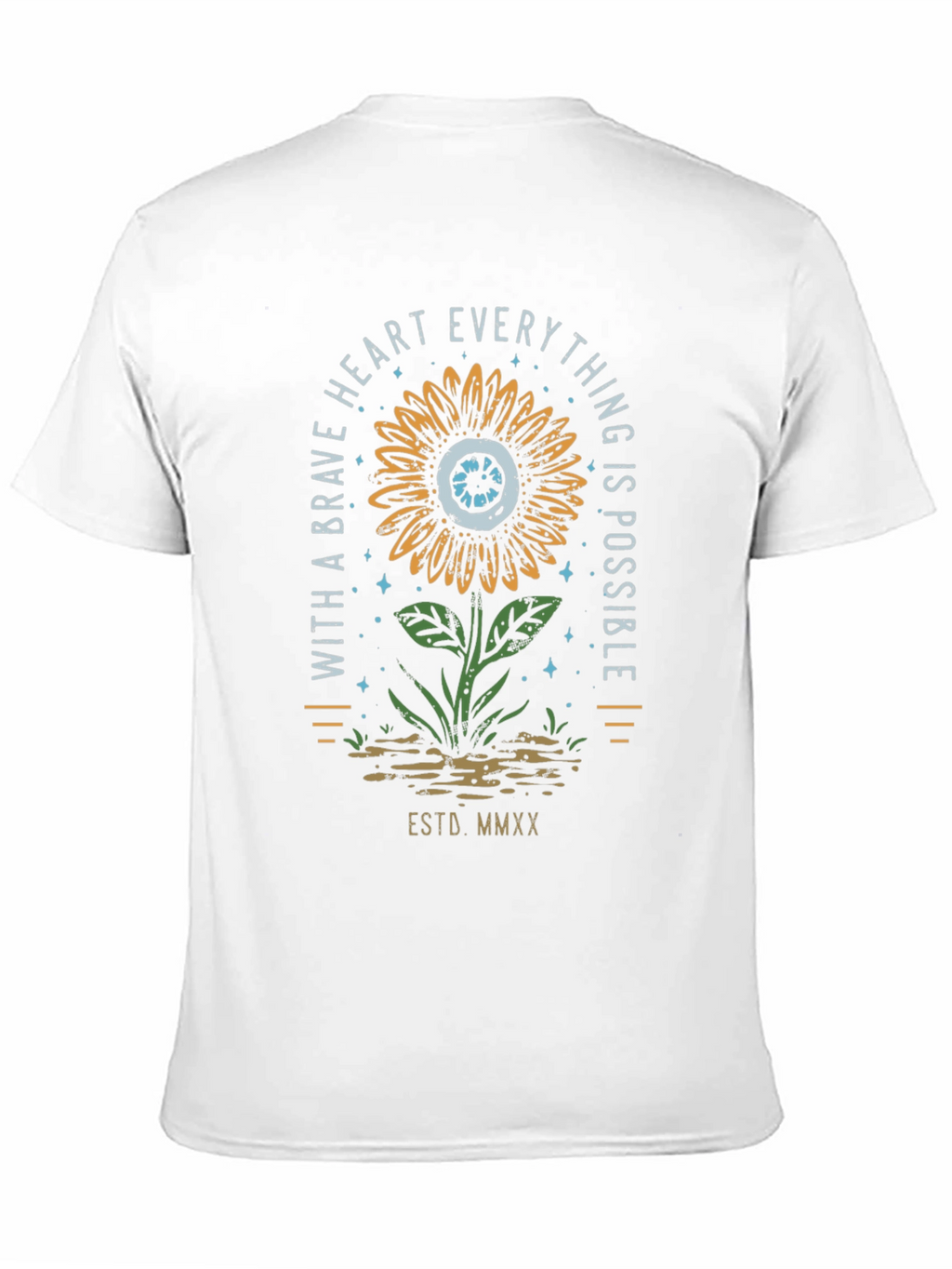 Brave Heart Sunflower Graphic Tee - Unisex Black T-Shirt