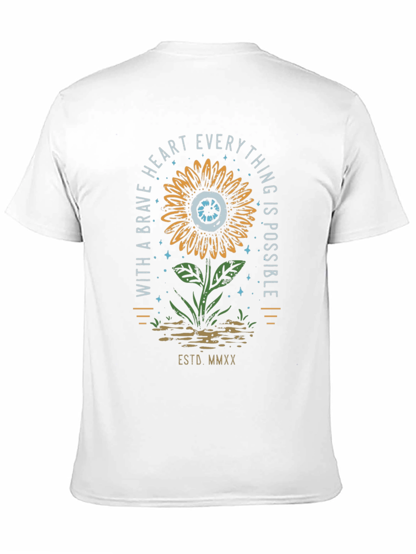 Brave Heart Sunflower Graphic Tee - Unisex Black T-Shirt