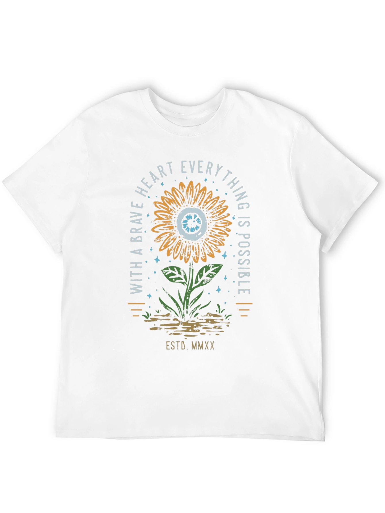 Brave Heart Sunflower Graphic Tee - Unisex Black T-Shirt