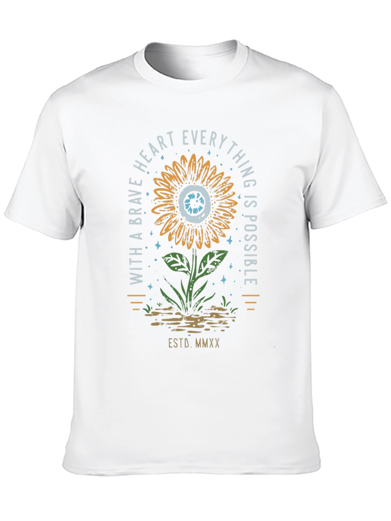 Brave Heart Sunflower Graphic Tee - Unisex Black T-Shirt