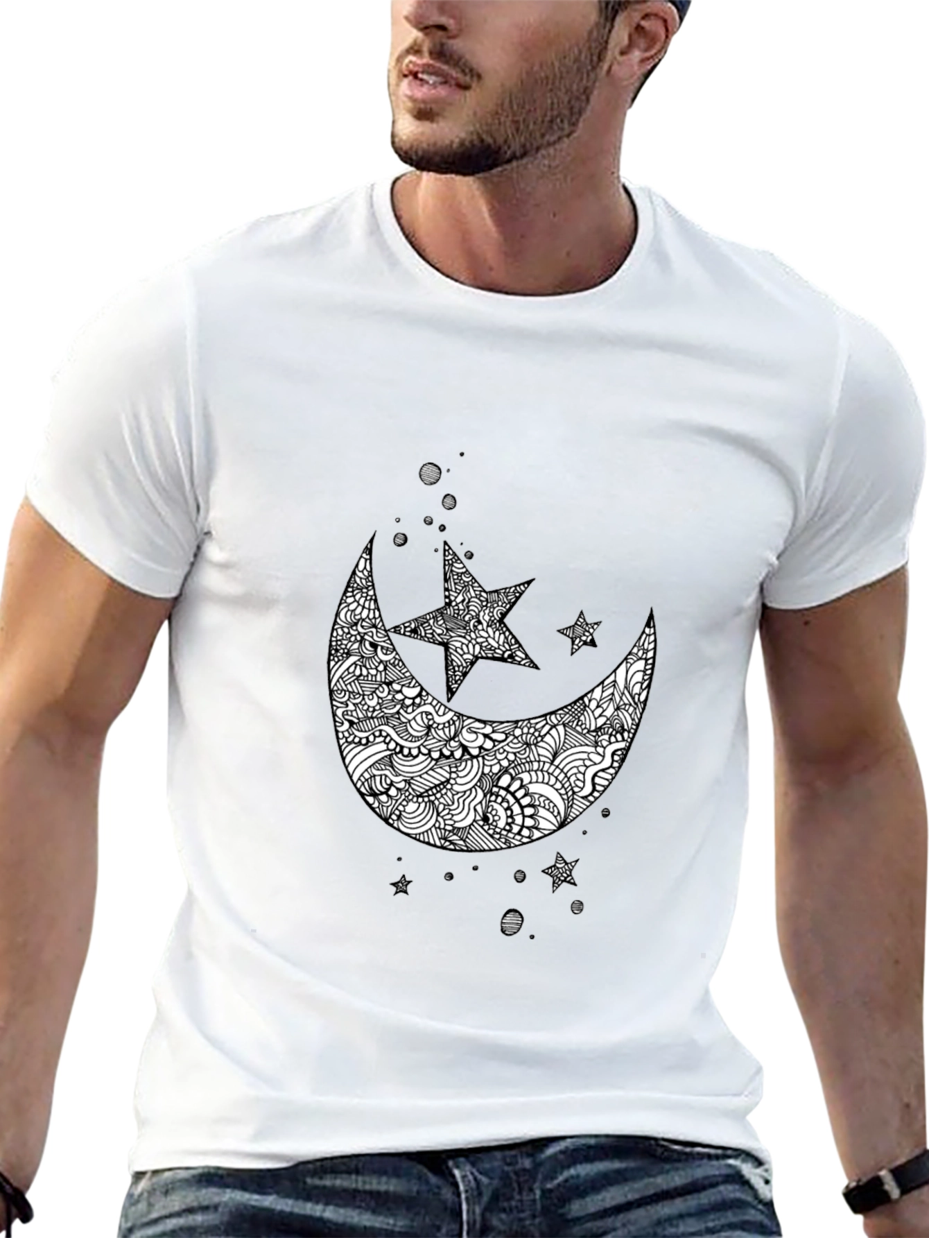 Black Moon & Star Graphic Tee - Mens