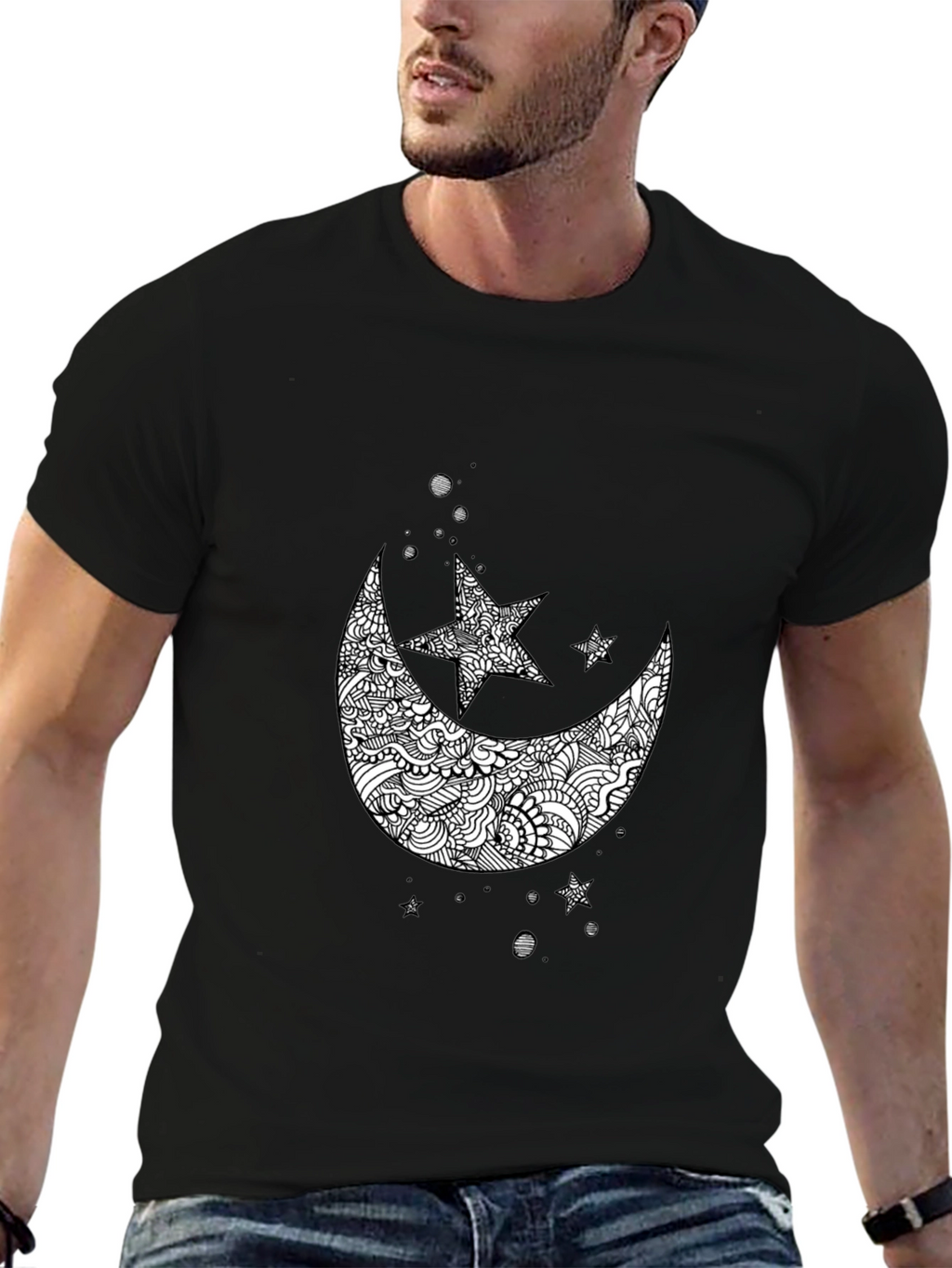 Black Moon & Star Graphic Tee - Mens