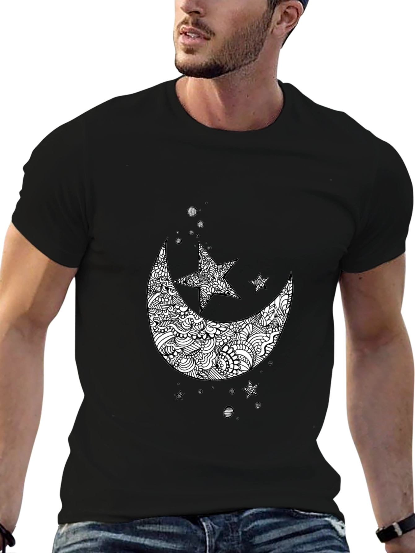 Black Moon & Star Graphic Tee - Mens