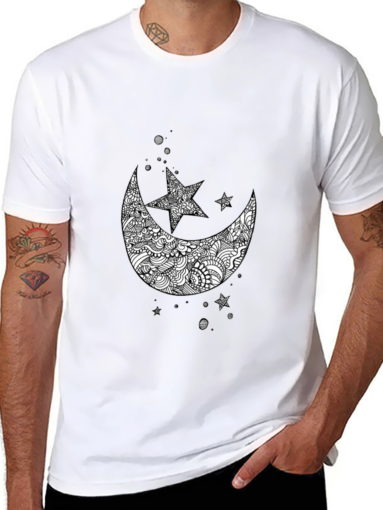 Black Moon & Star Graphic Tee - Mens