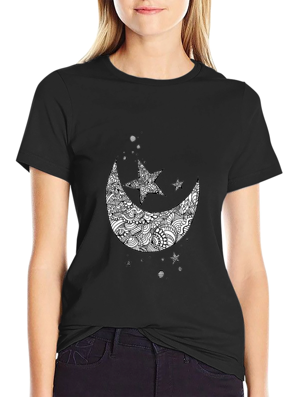 Black Moon & Star Graphic Tee - Mens