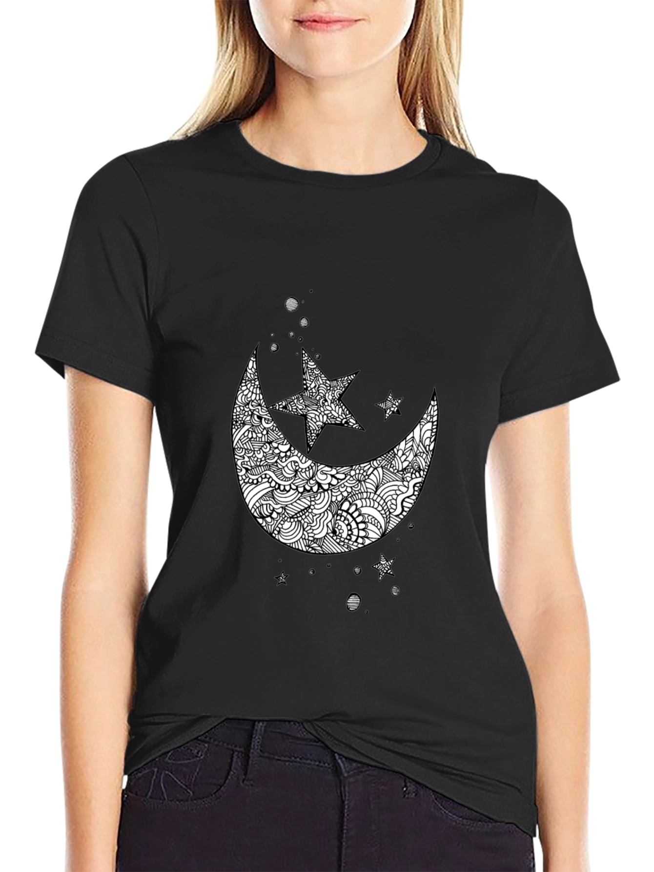 Black Moon & Star Graphic Tee - Mens