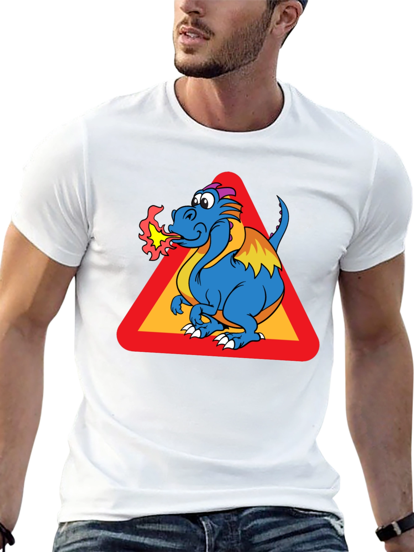 Dragon Warning Sign Black T-Shirt