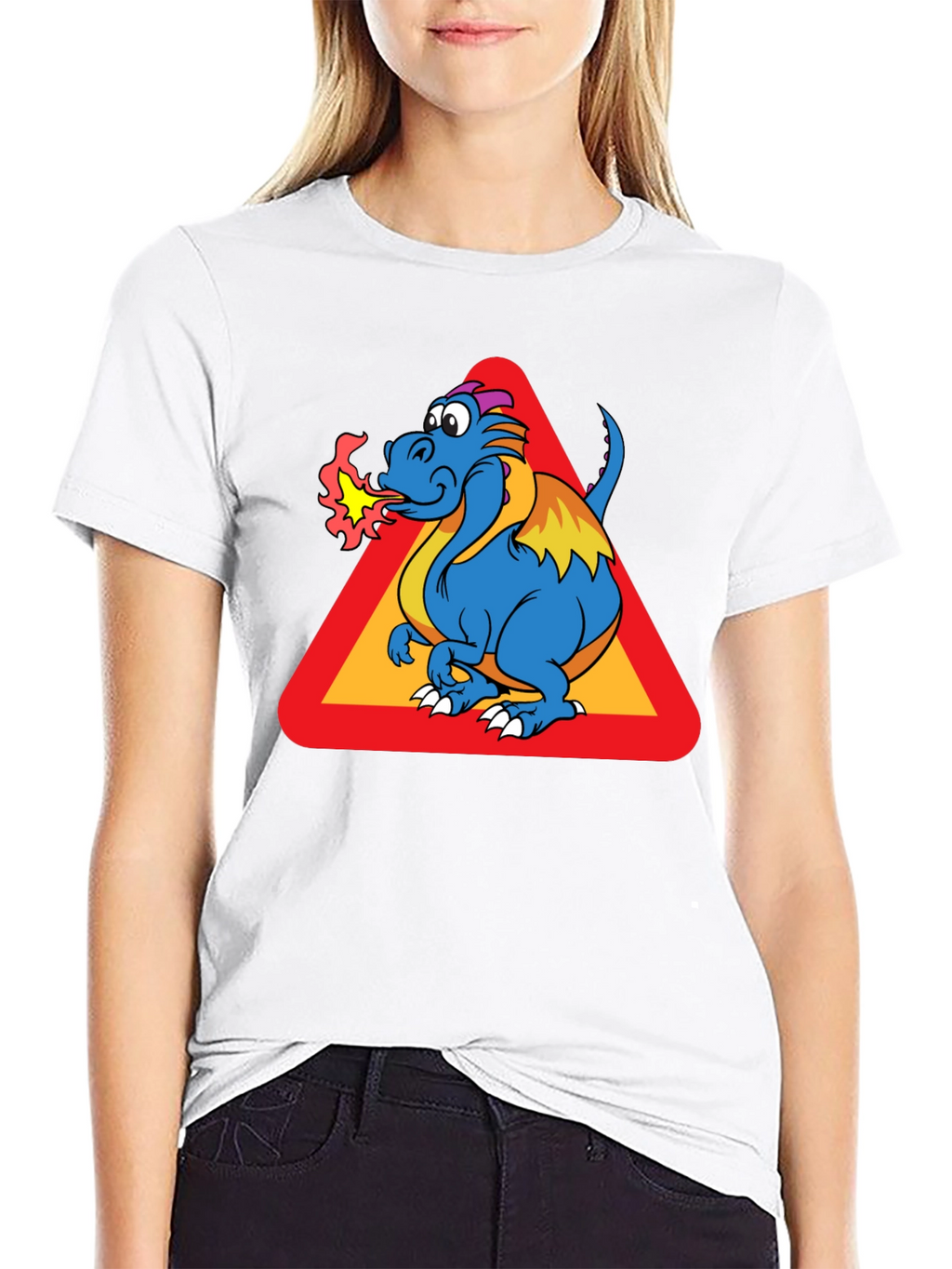 Dragon Warning Sign Black T-Shirt