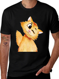 Winking Cat Graphic Tee - Soft Cotton Black T-Shirt