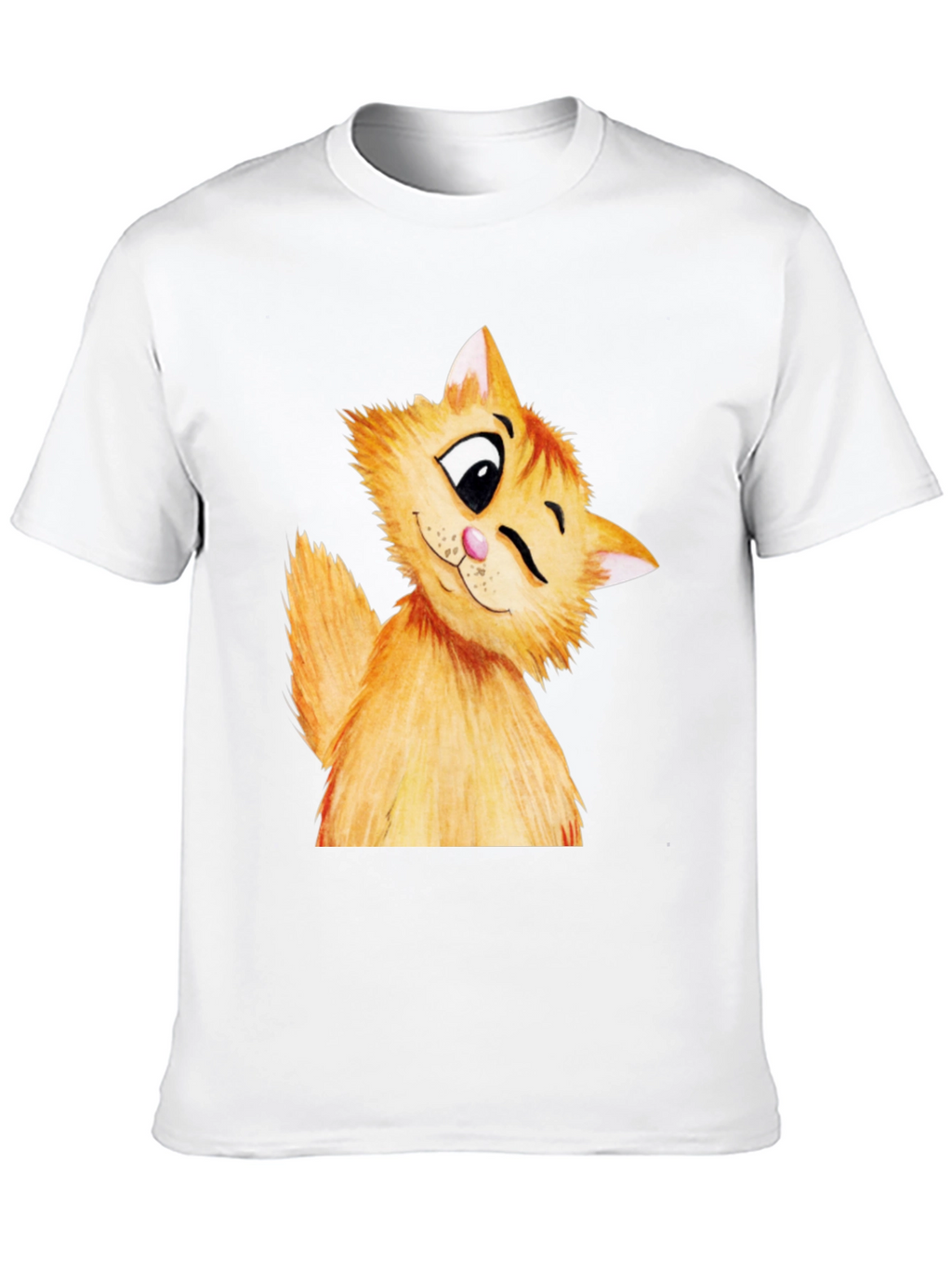 Winking Cat Graphic Tee - Soft Cotton Black T-Shirt