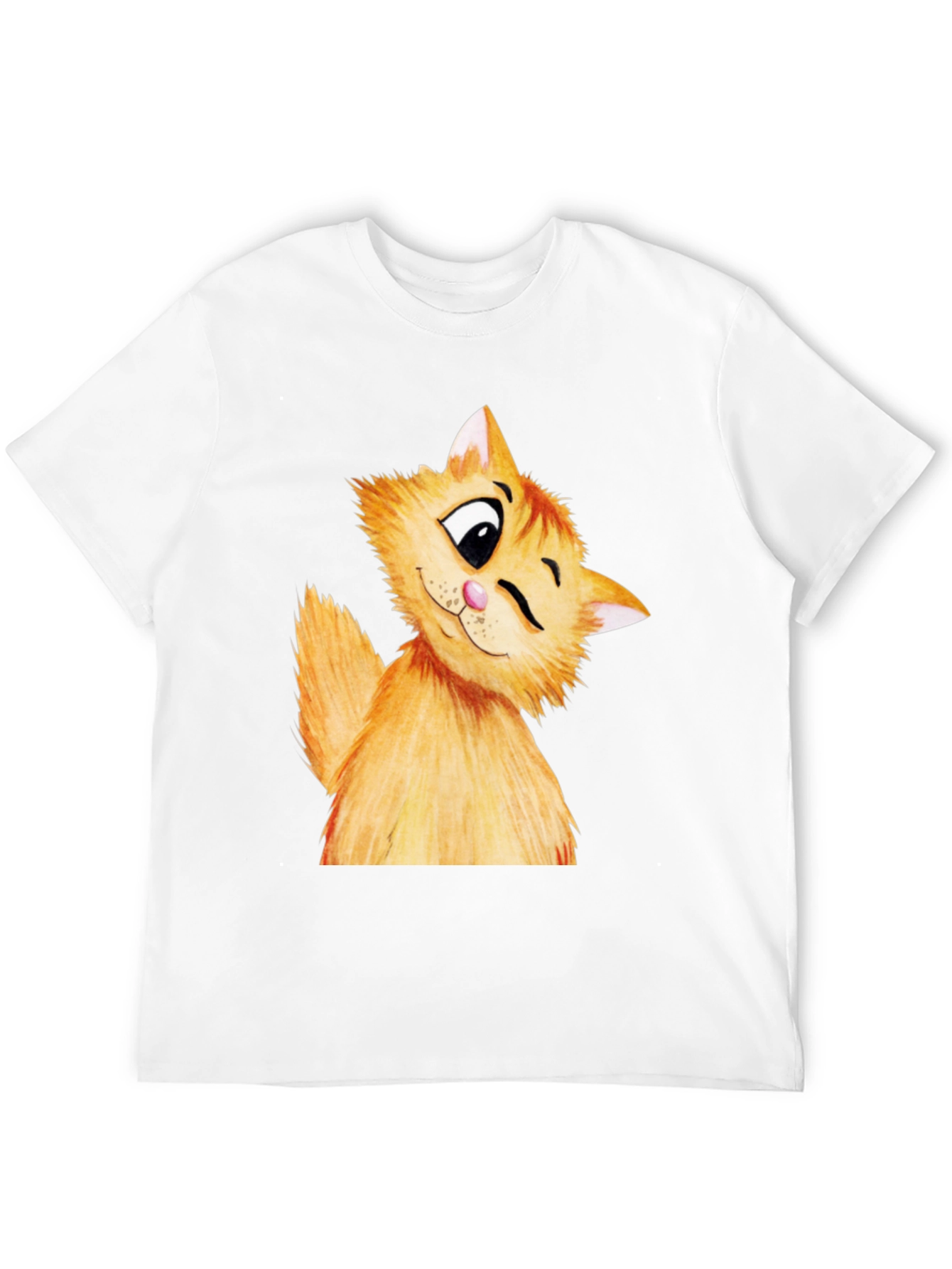Winking Cat Graphic Tee - Soft Cotton Black T-Shirt