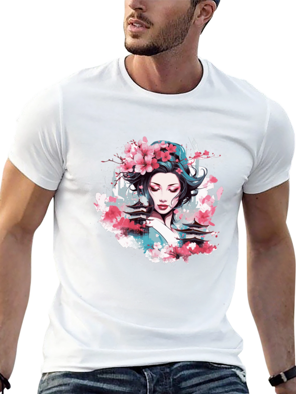 Geisha Blossom Black T-Shirt