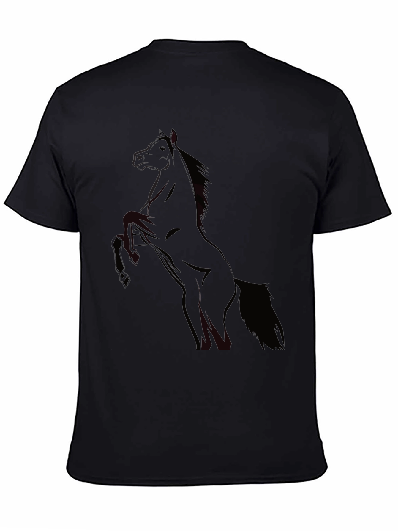 Mens Black Horse Graphic T-Shirt