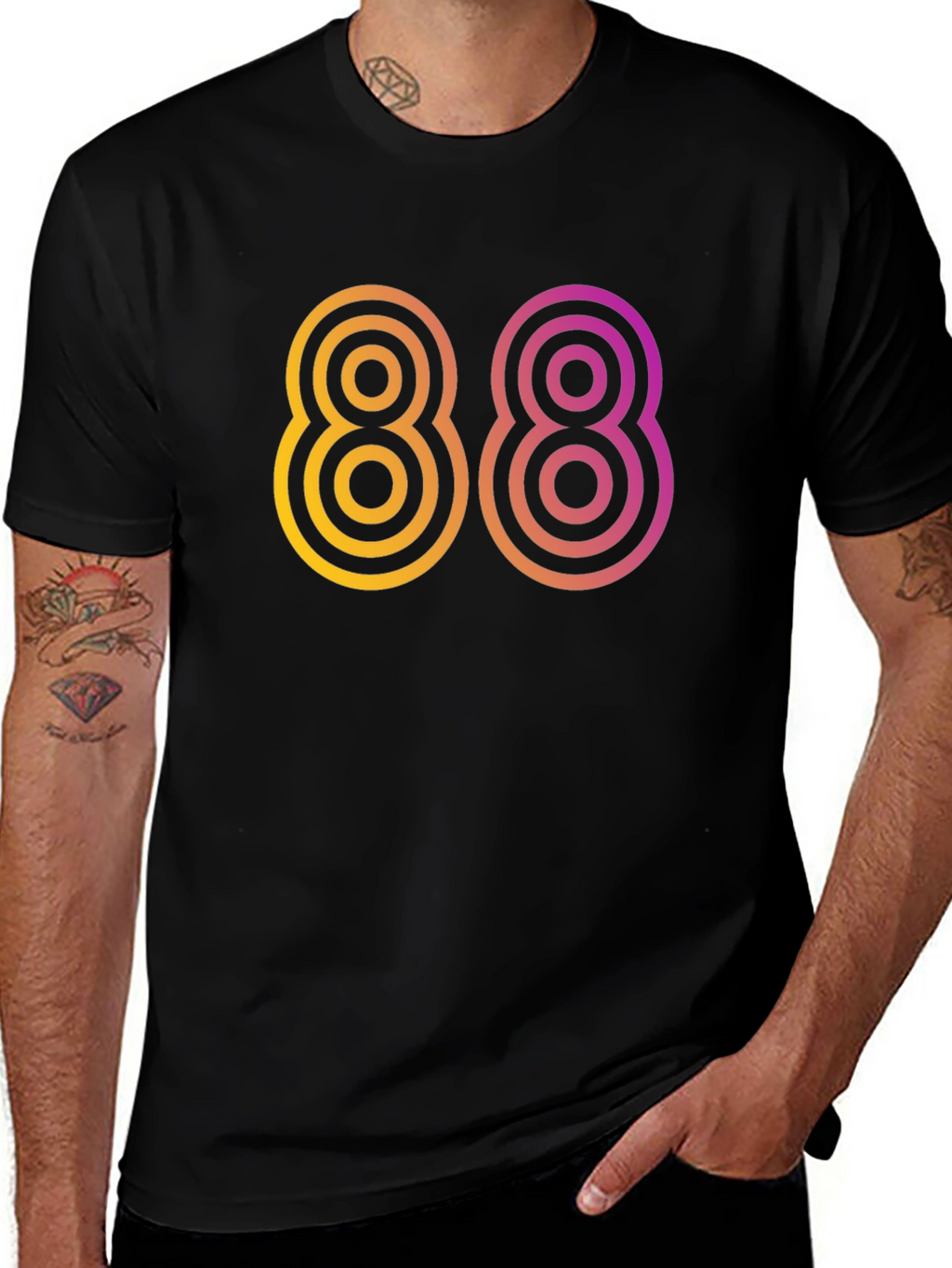 Retro 88 Graphic Tee - Black Cotton Comfort