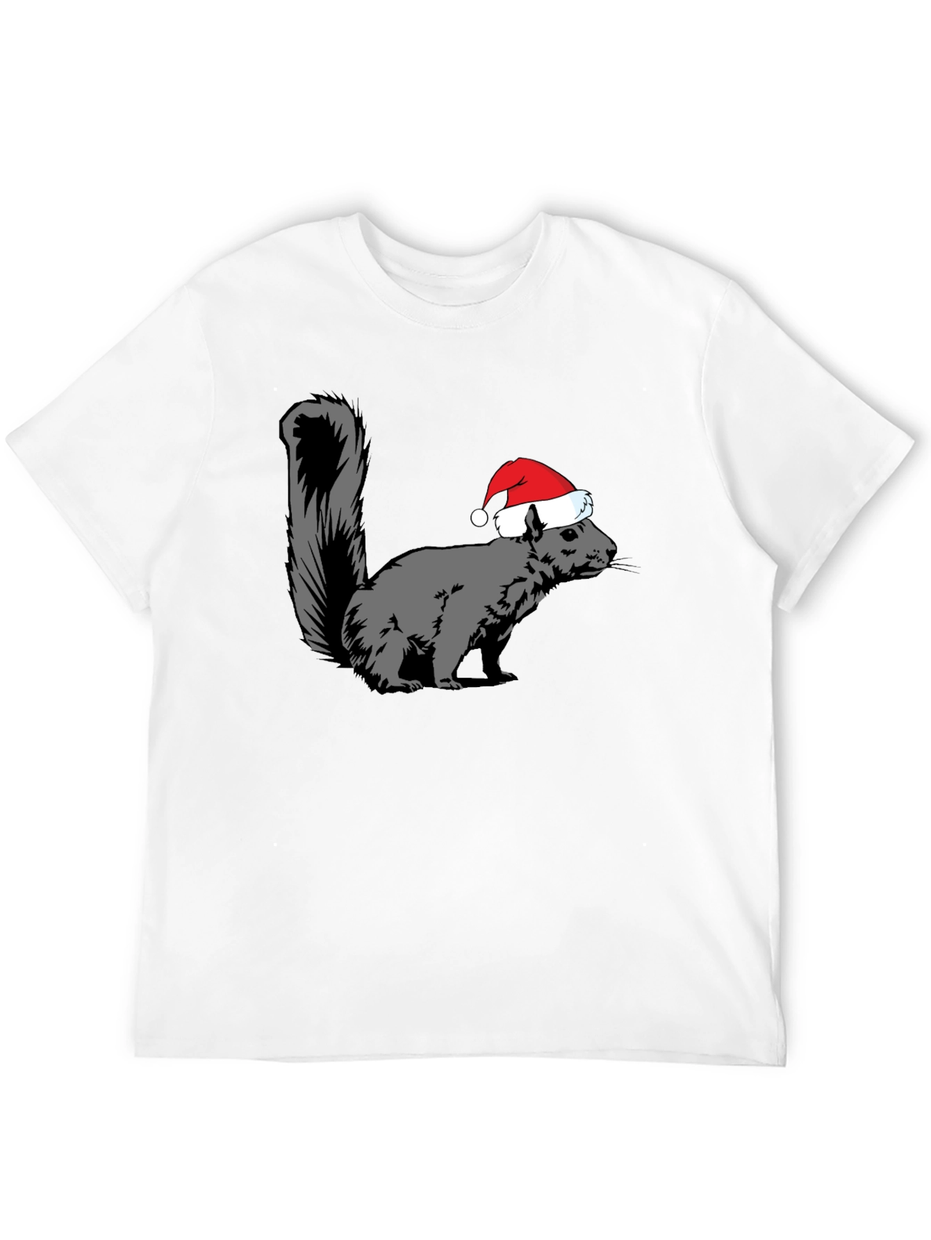 Squirrel Santa Hat Graphic Tee - Holiday Gift