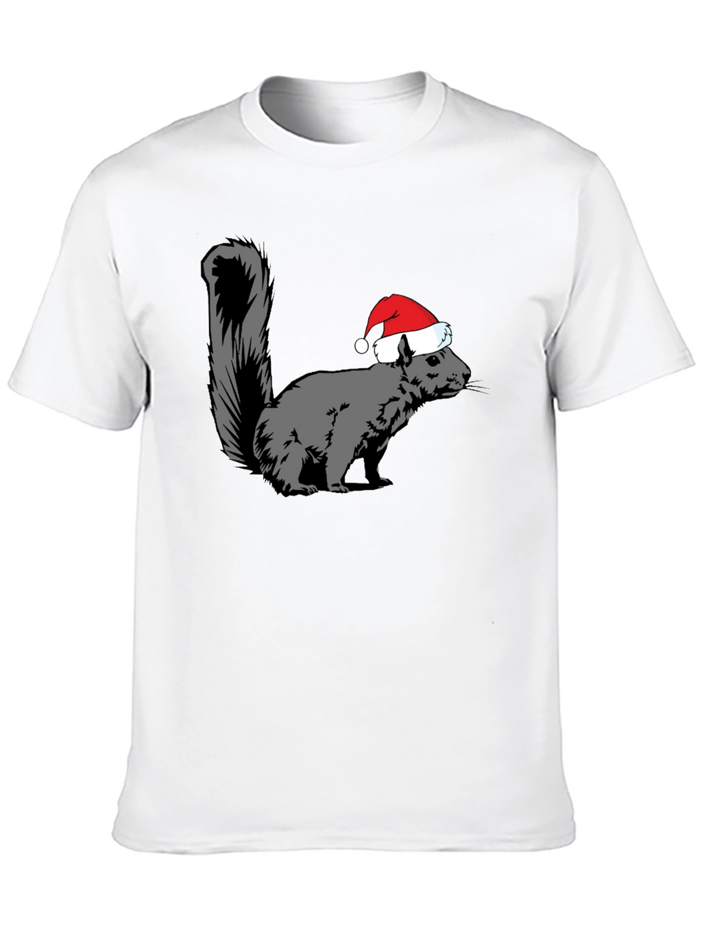 Squirrel Santa Hat Graphic Tee - Holiday Gift