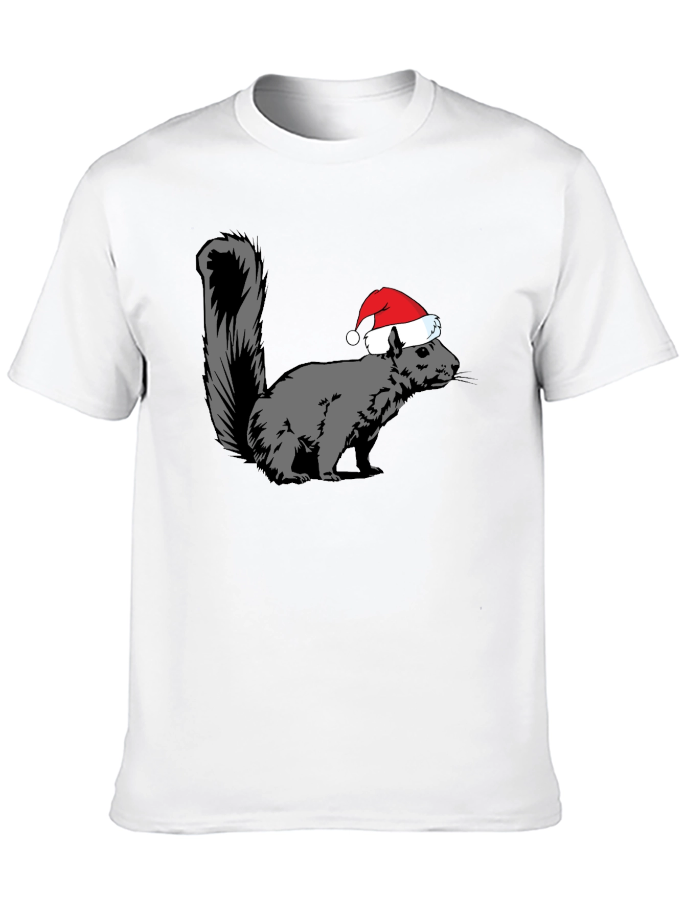 Squirrel Santa Hat Graphic Tee - Holiday Gift