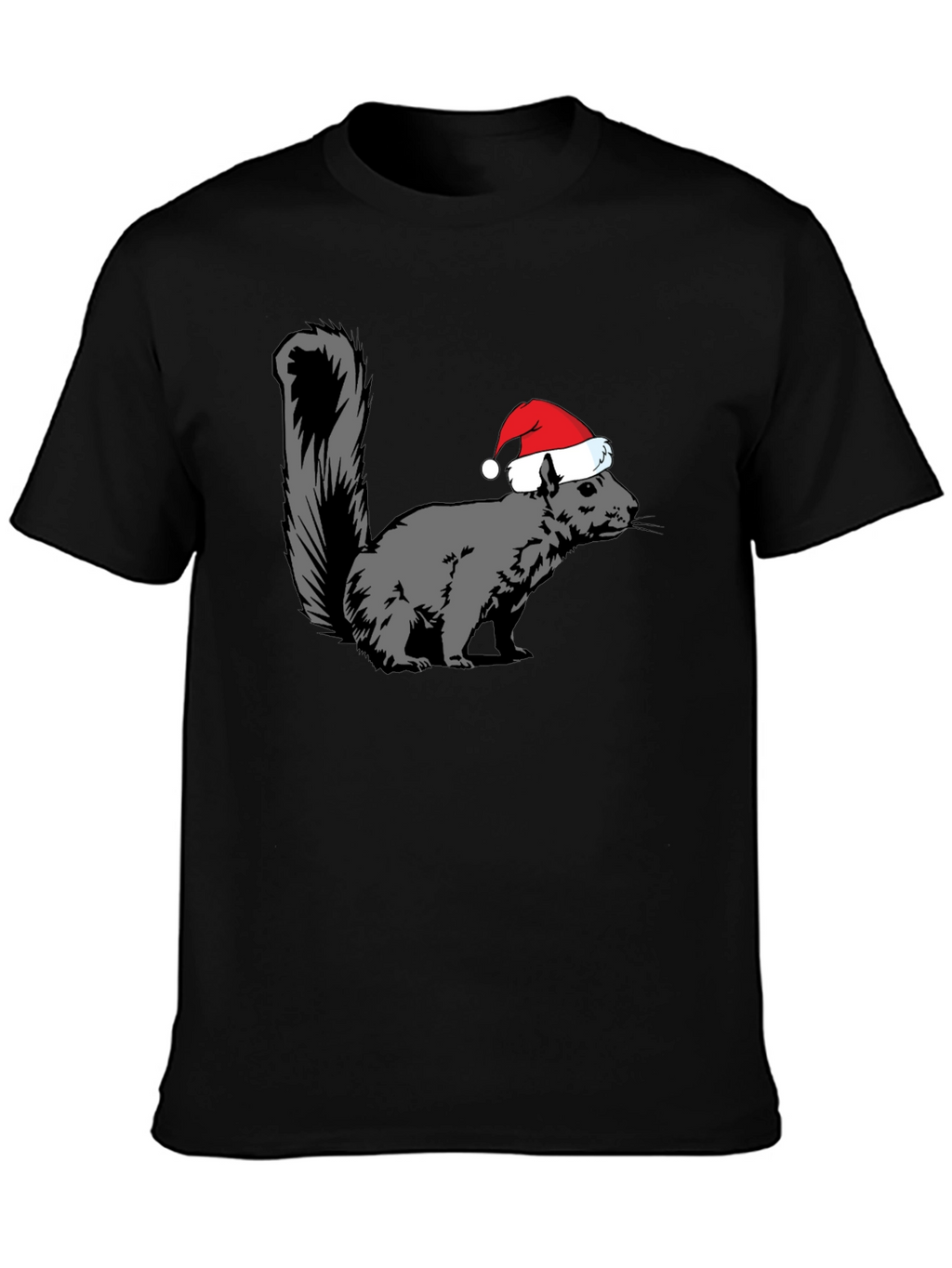 Squirrel Santa Hat Graphic Tee - Holiday Gift