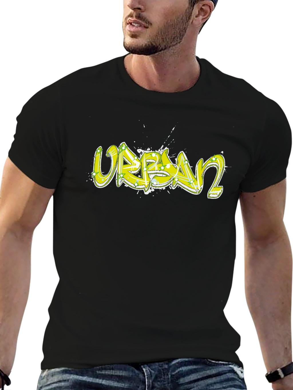 Urban Graffiti Graphic Black T-Shirt
