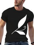 Black T-Shirt with White Leaf Design