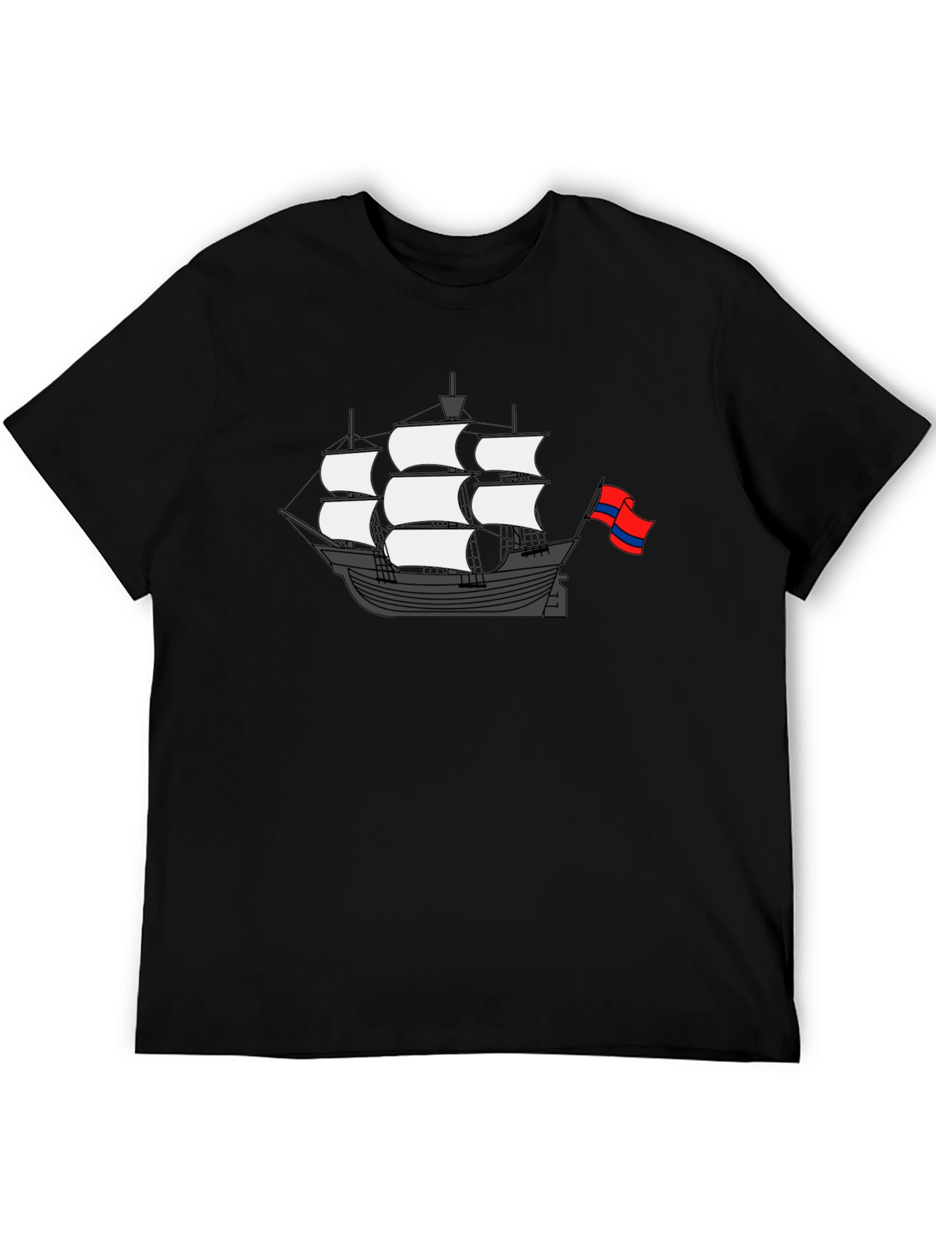 Sailing Ship Graphic T-Shirt - Black