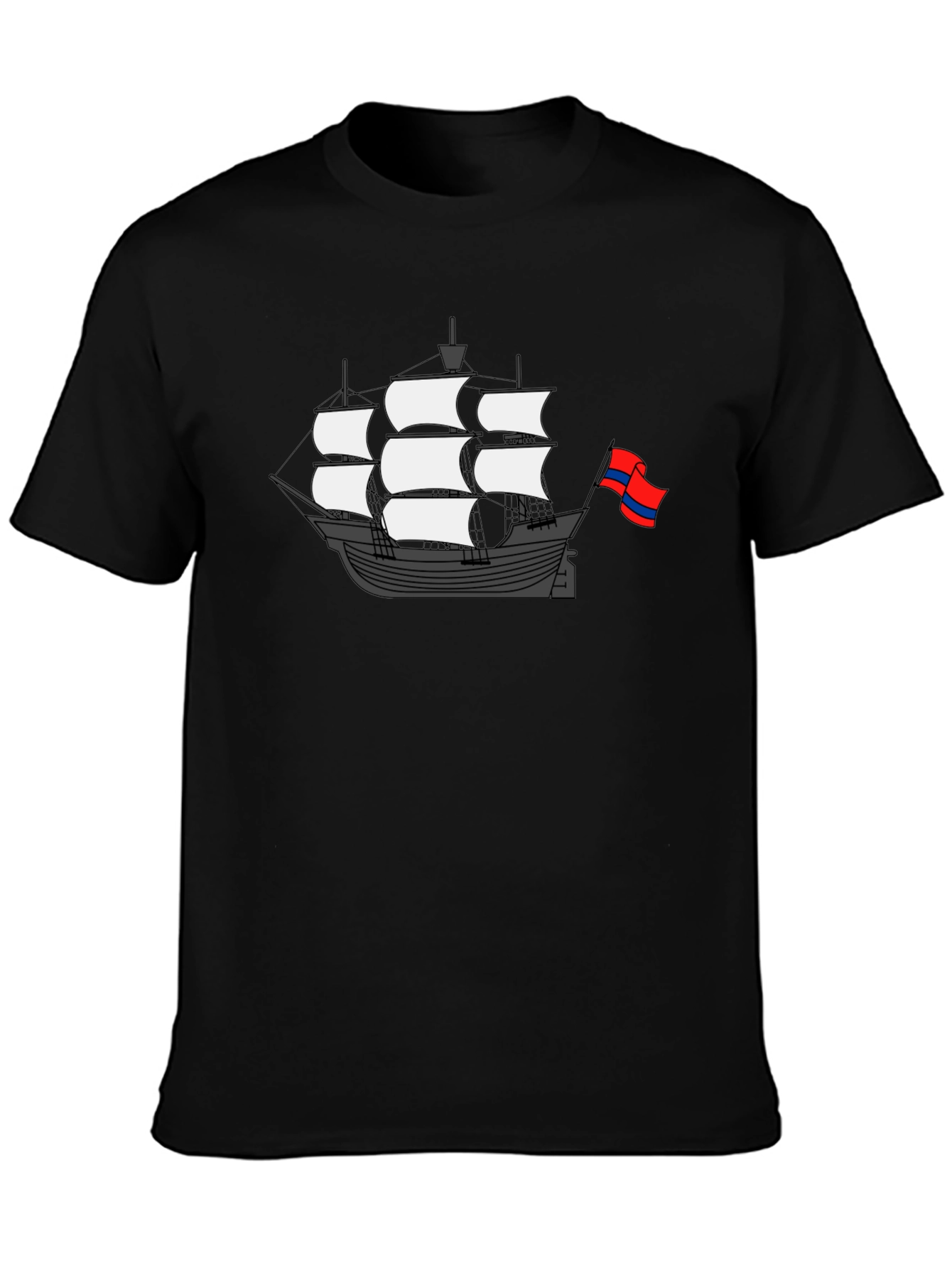 Sailing Ship Graphic T-Shirt - Black