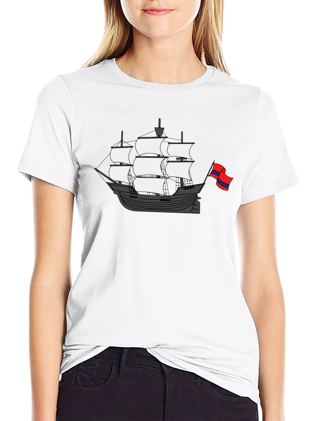 Sailing Ship Graphic T-Shirt - Black