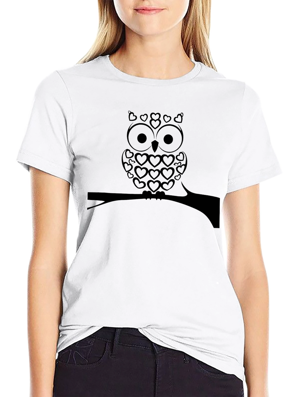 Owl Heart Graphic Tee - Black T-Shirt