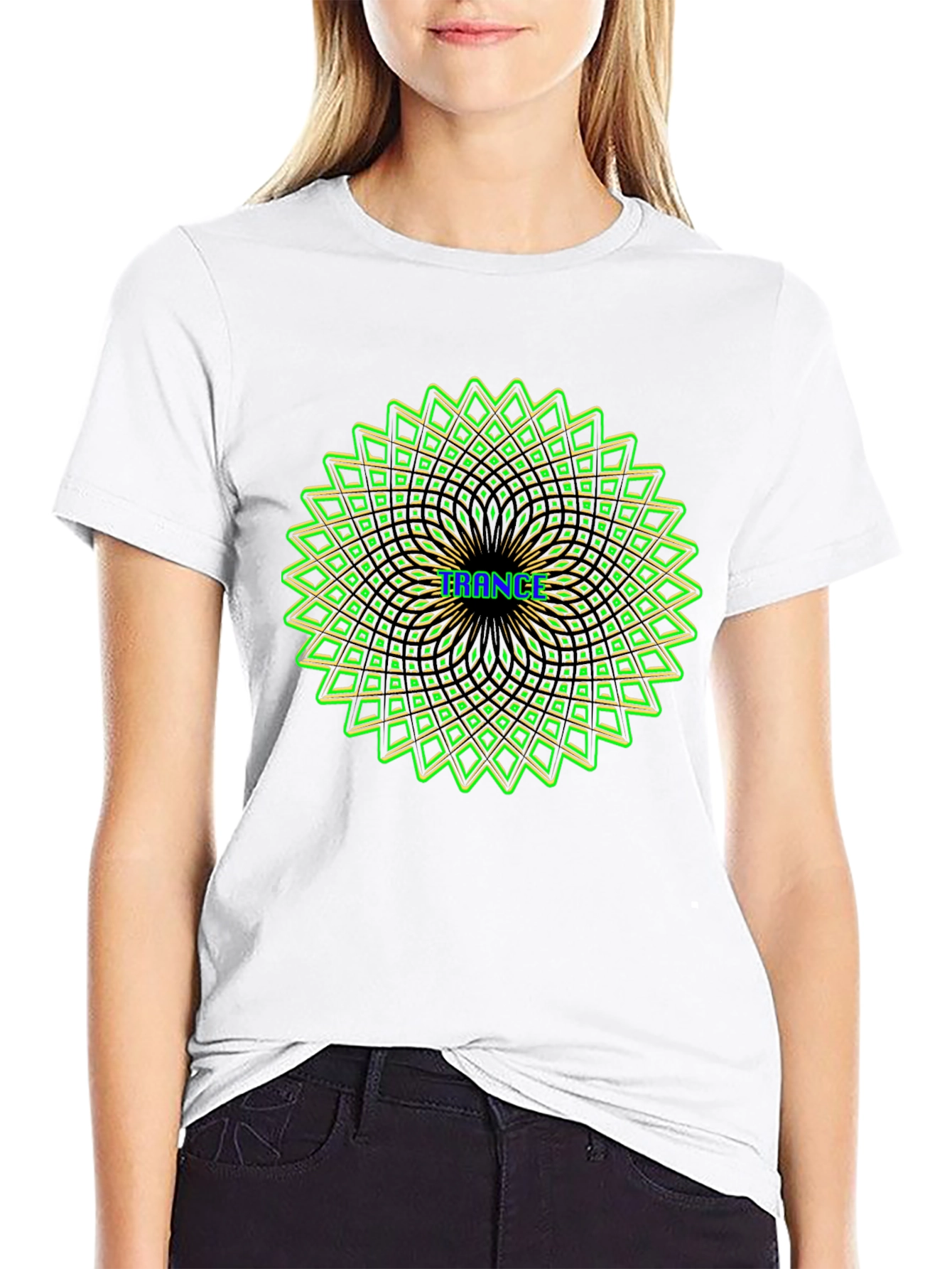 Psychedelic Trance Pattern Tee - Black