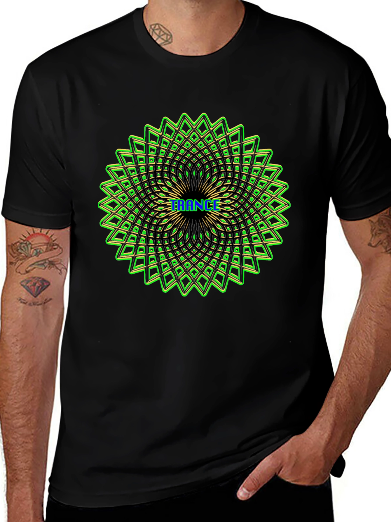 Psychedelic Trance Pattern Tee - Black