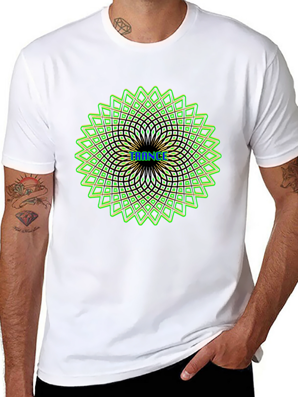 Psychedelic Trance Pattern Tee - Black
