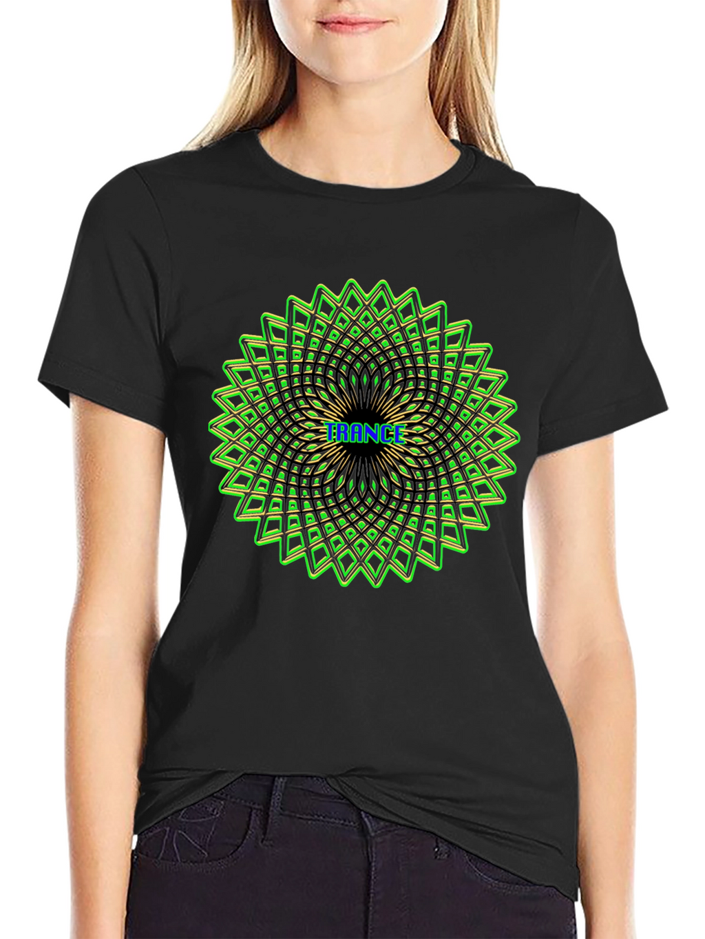 Psychedelic Trance Pattern Tee - Black