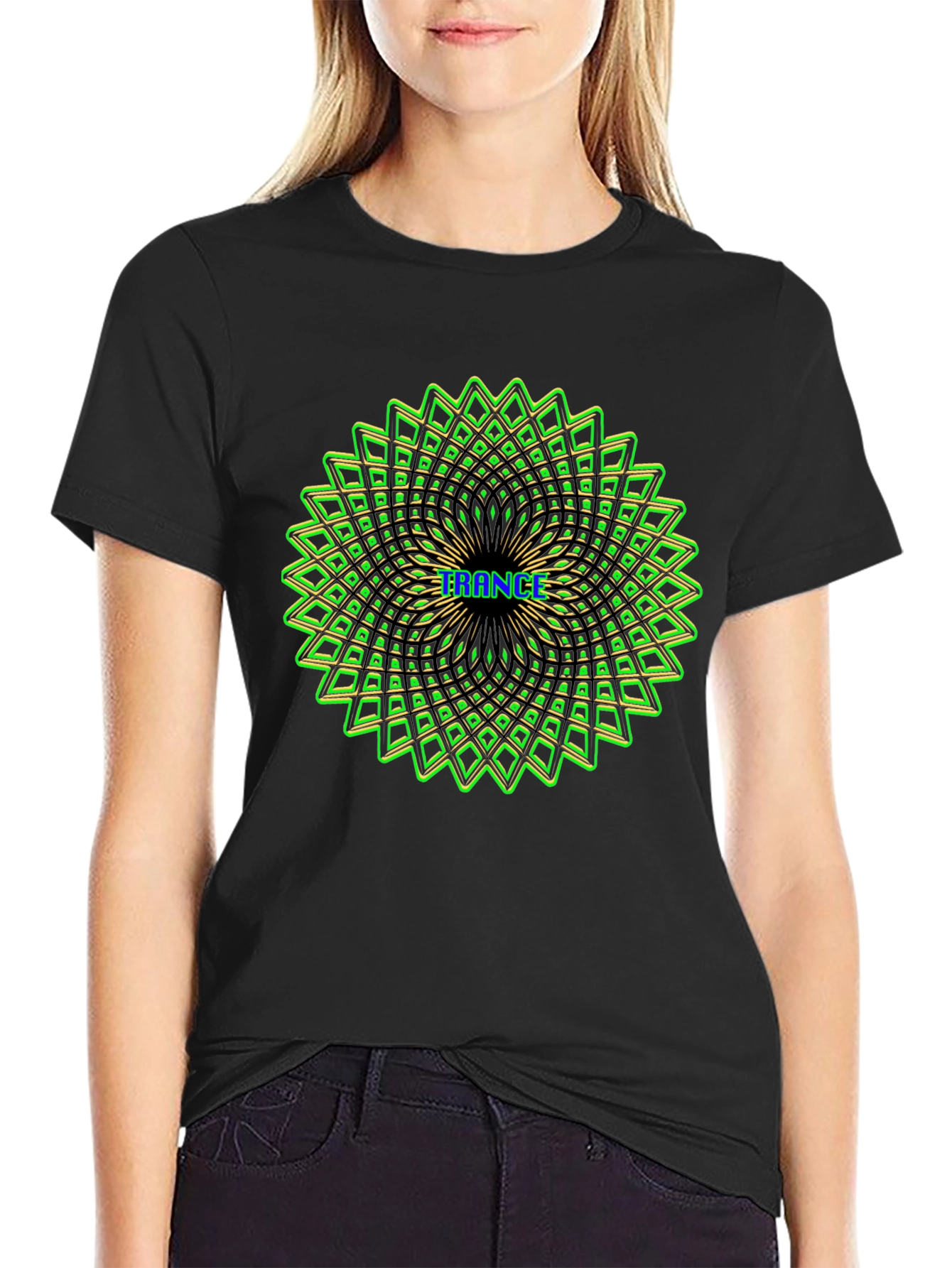 Psychedelic Trance Pattern Tee - Black