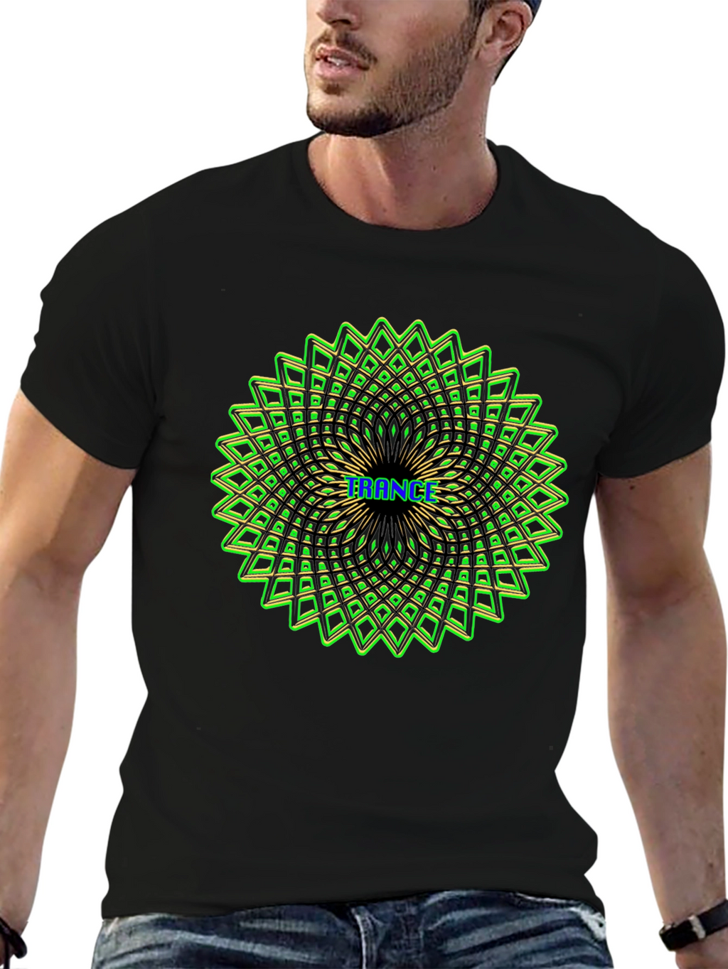 Psychedelic Trance Pattern Tee - Black