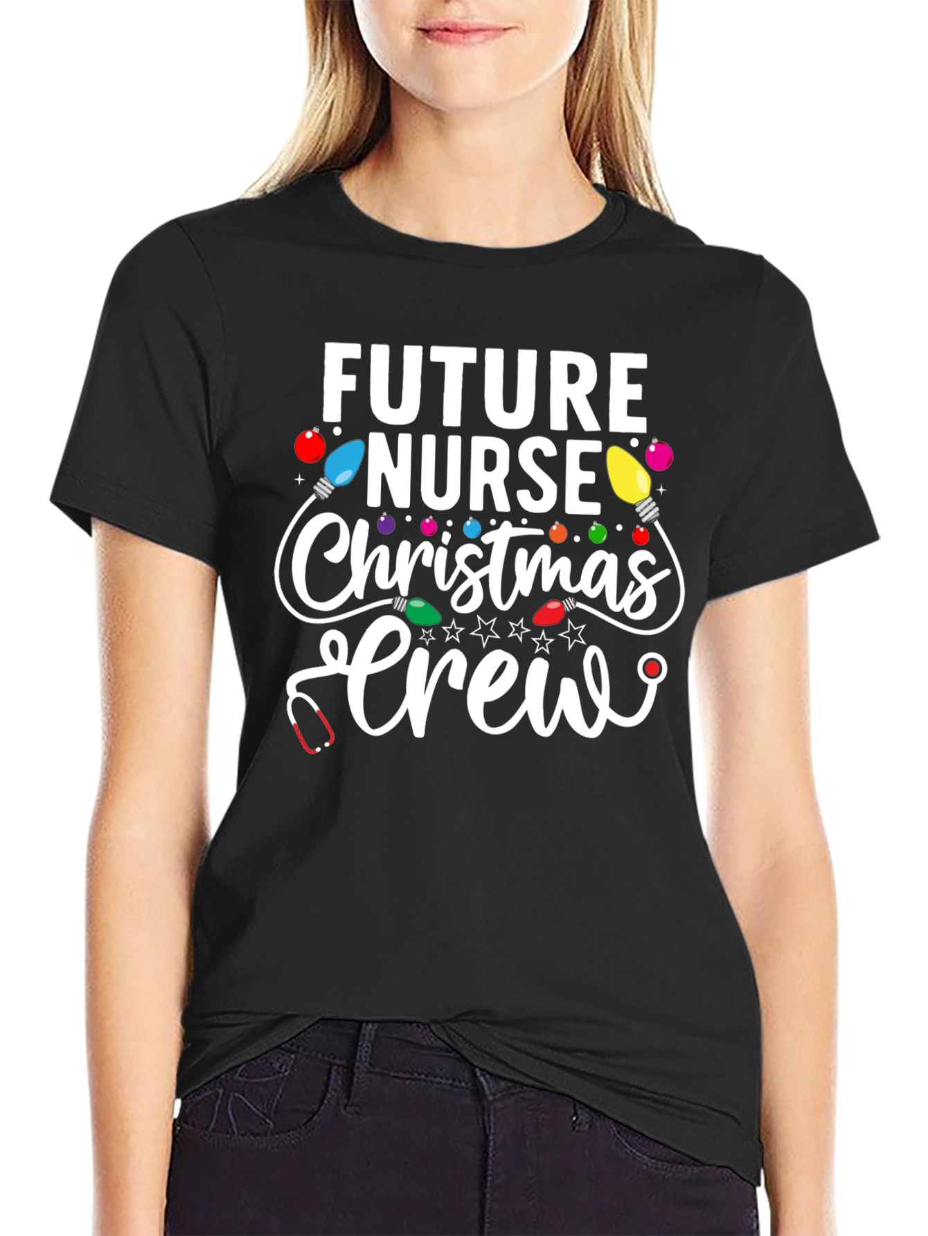 Future Nurse Christmas Crew Graphic Tee