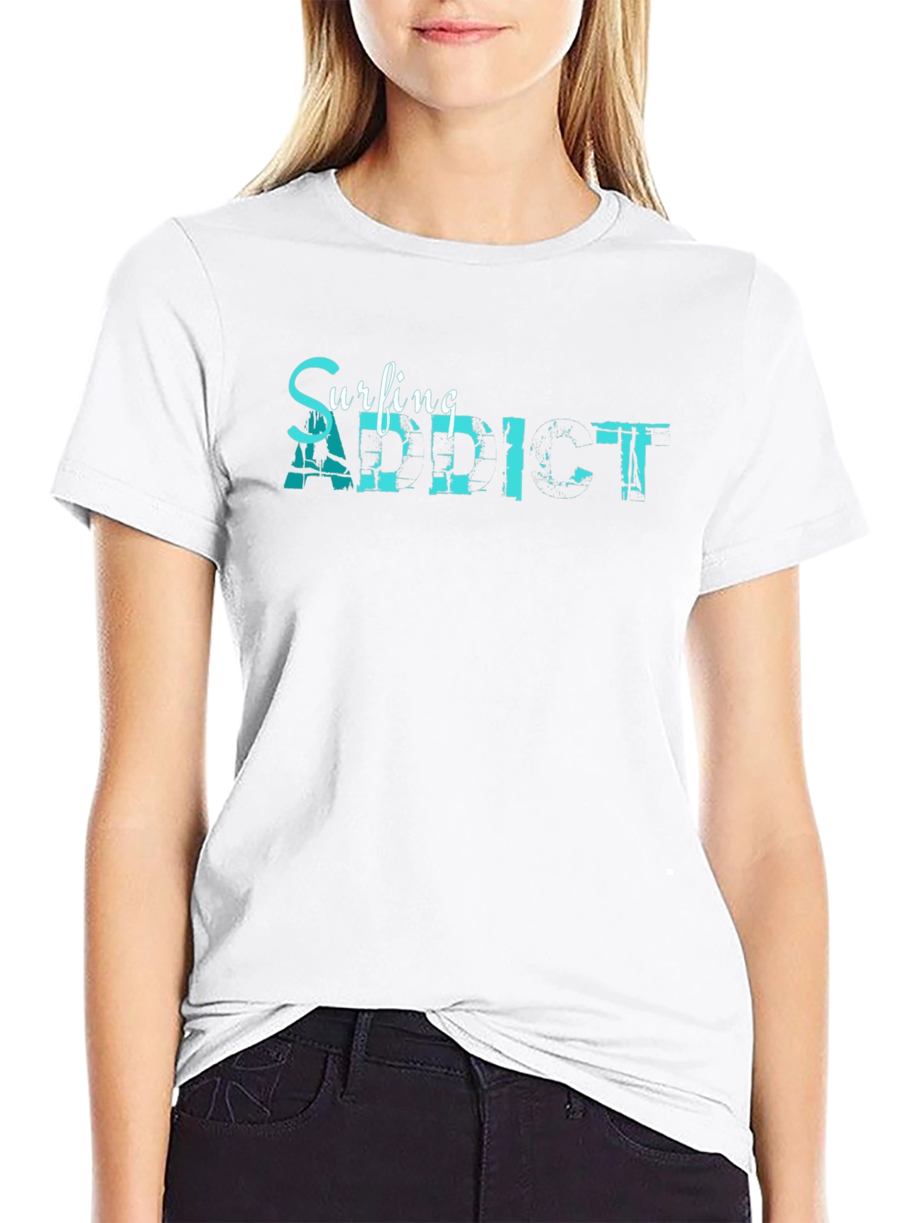 Surfing Addict Graphic Tee - Mens Black T-Shirt