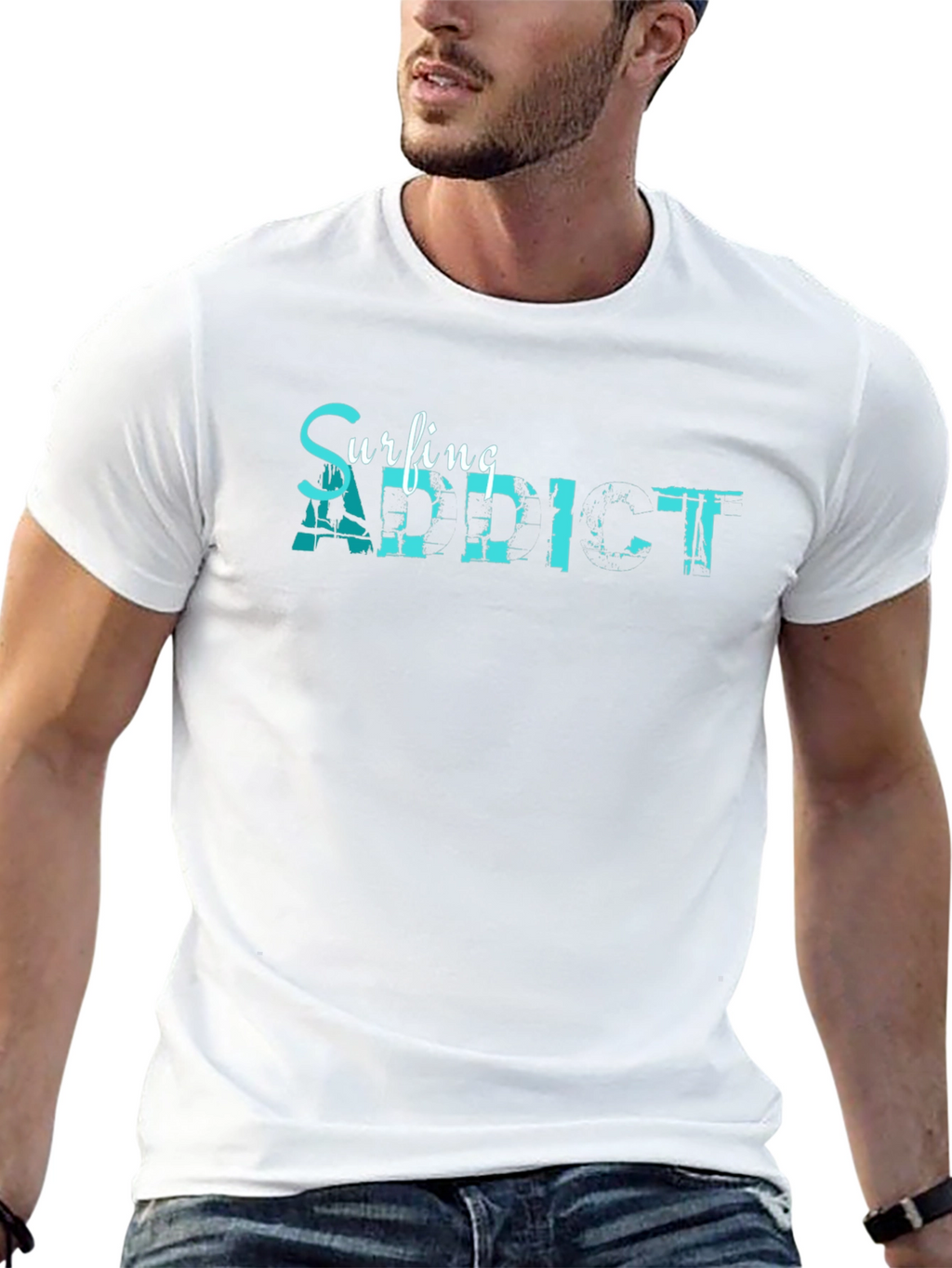 Surfing Addict Graphic Tee - Mens Black T-Shirt