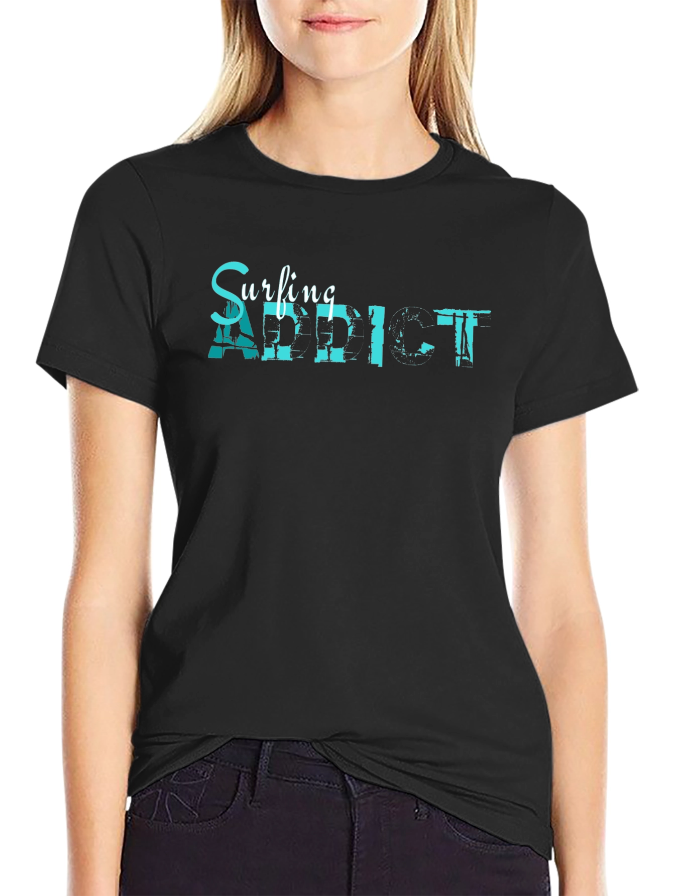 Surfing Addict Graphic Tee - Mens Black T-Shirt