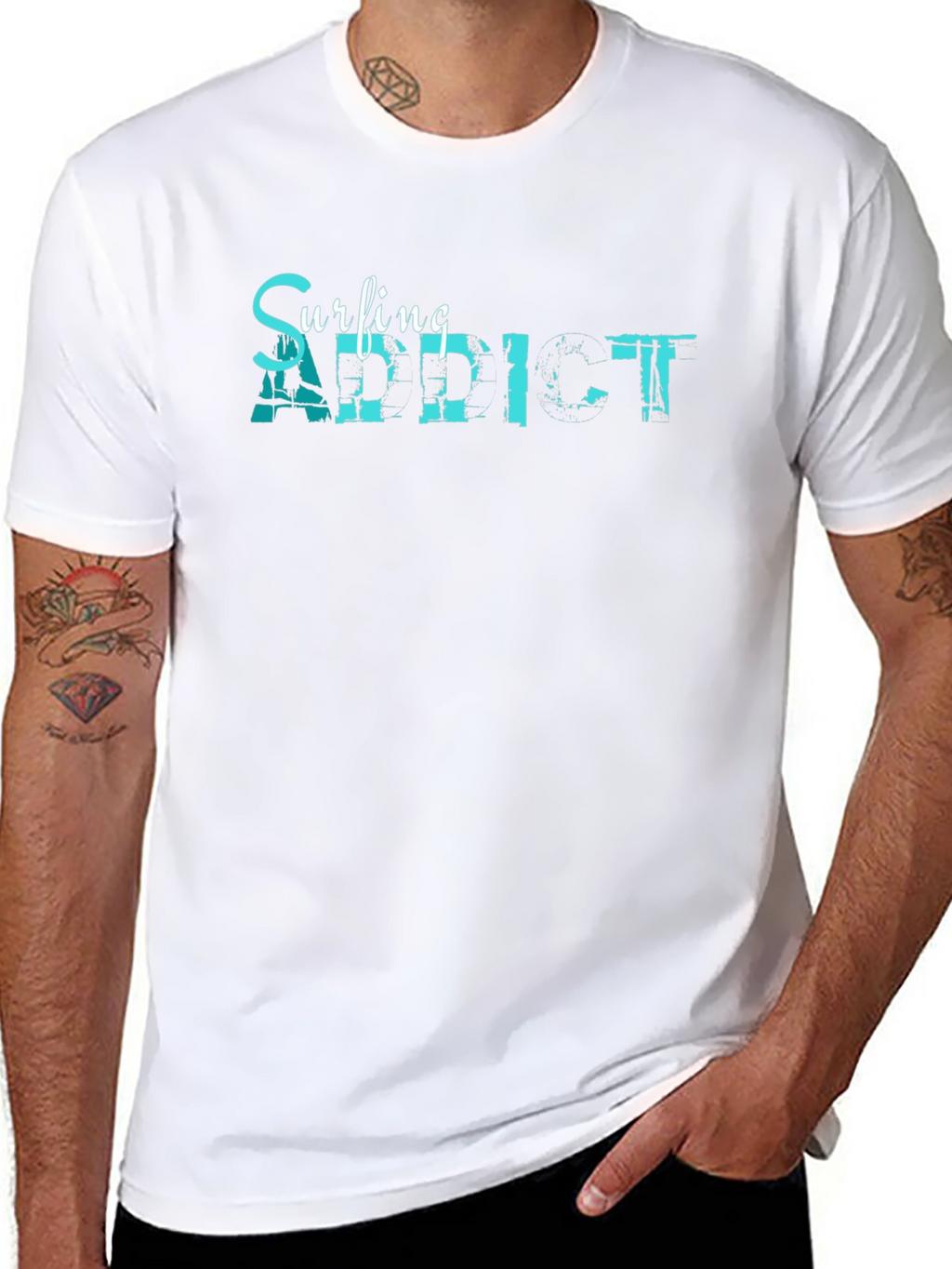 Surfing Addict Graphic Tee - Mens Black T-Shirt