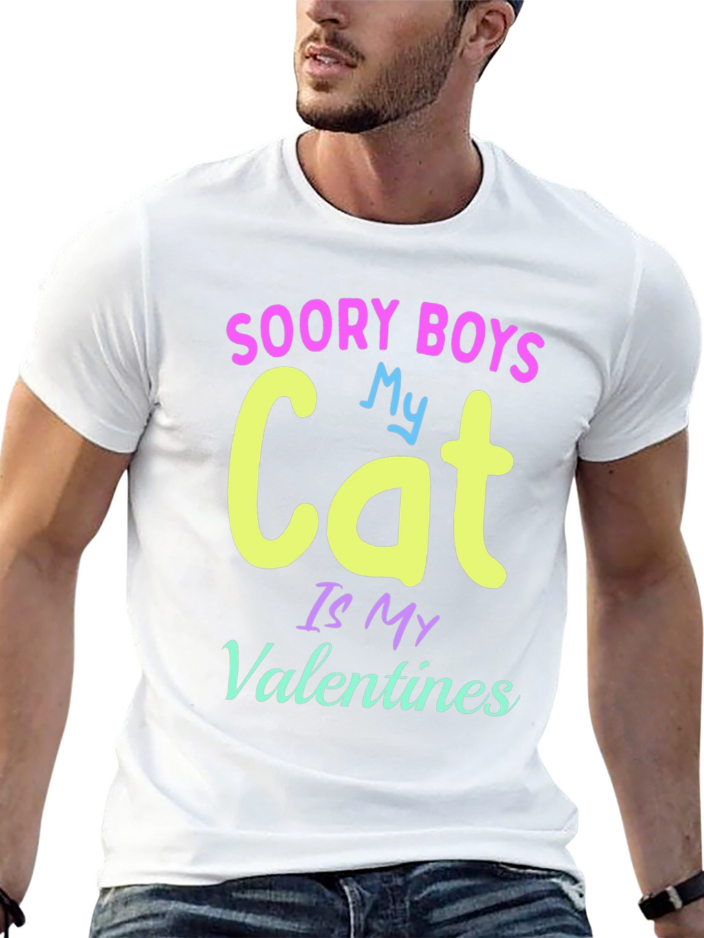 Soory Boys My Cat Is My Valentines T-Shirt