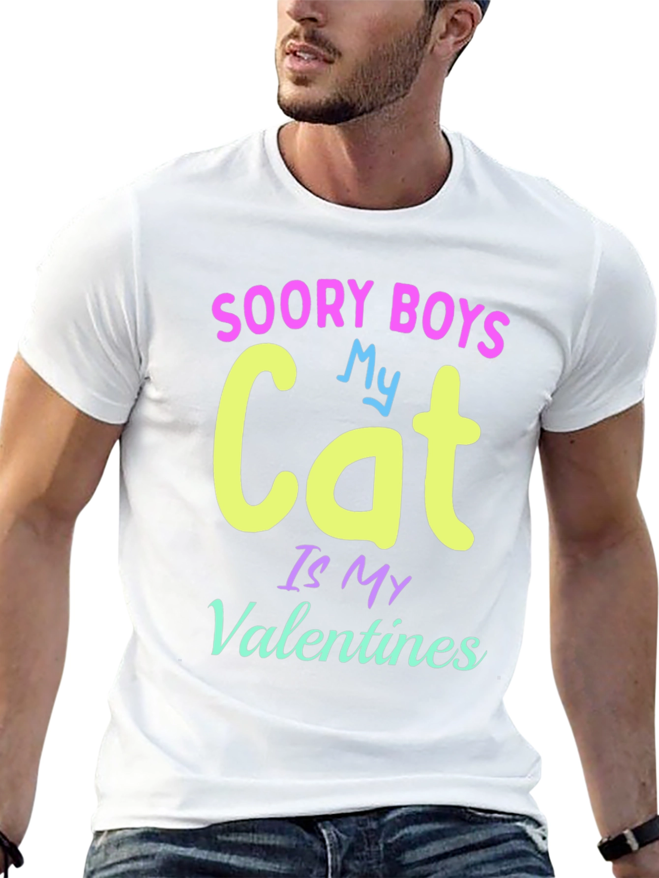Soory Boys My Cat Is My Valentines T-Shirt