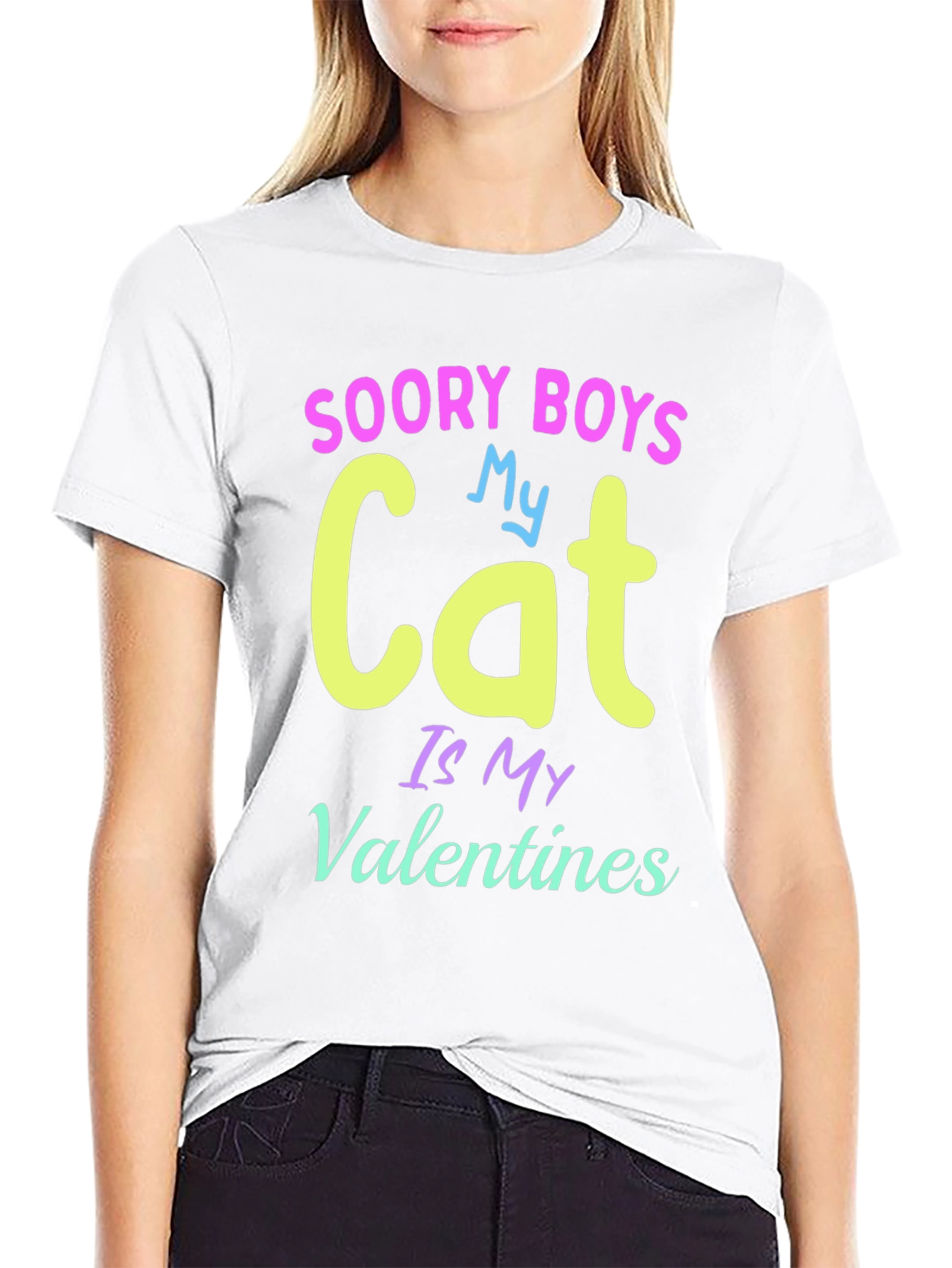 Soory Boys My Cat Is My Valentines T-Shirt