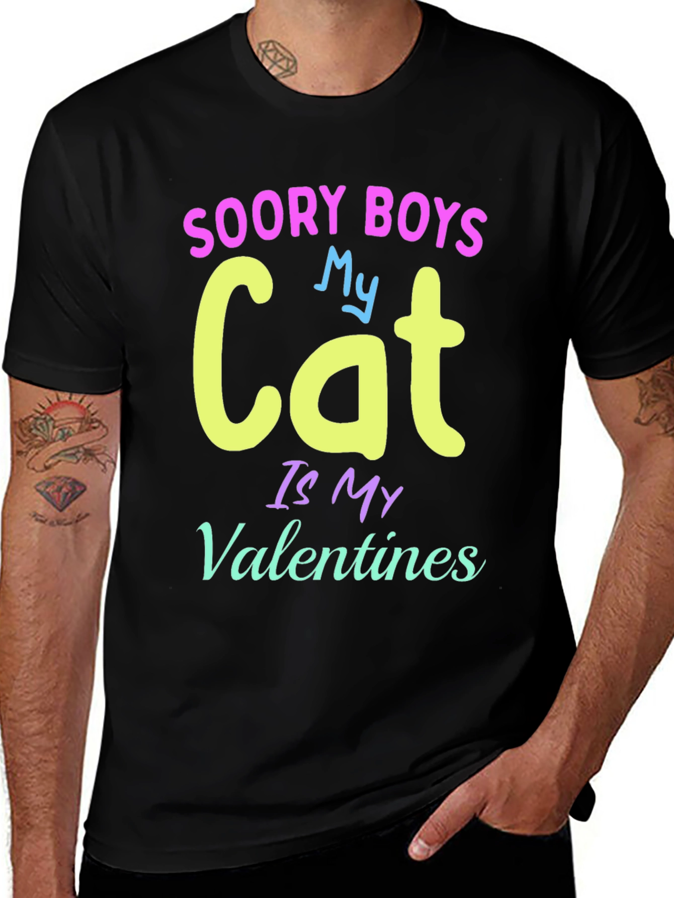 Soory Boys My Cat Is My Valentines T-Shirt
