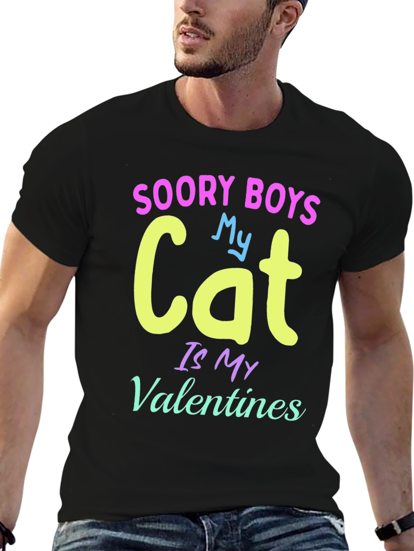 Soory Boys My Cat Is My Valentines T-Shirt