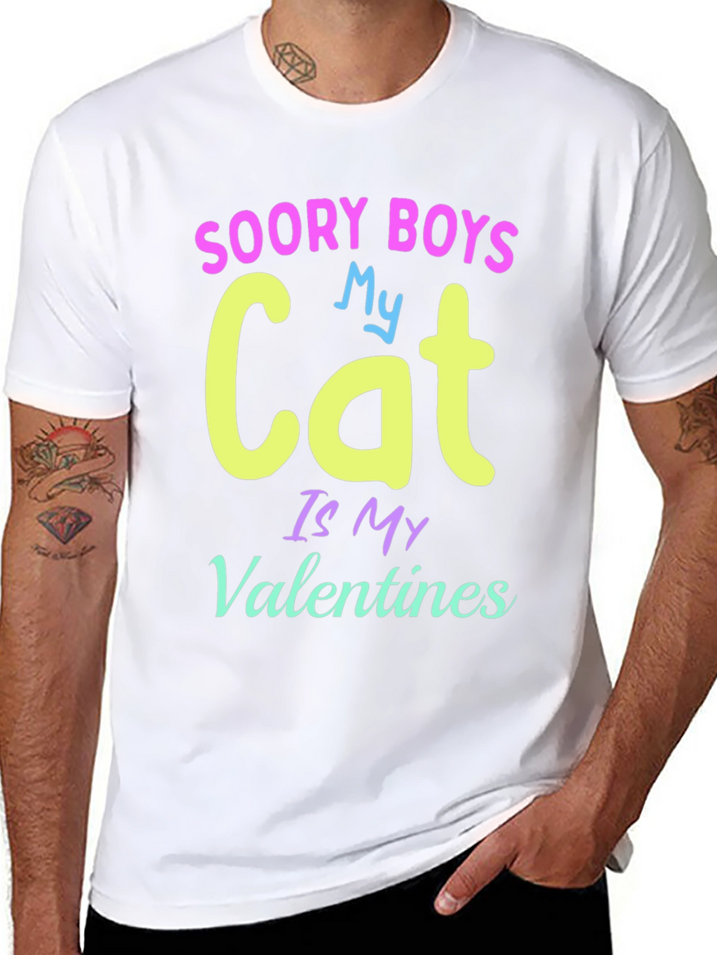 Soory Boys My Cat Is My Valentines T-Shirt