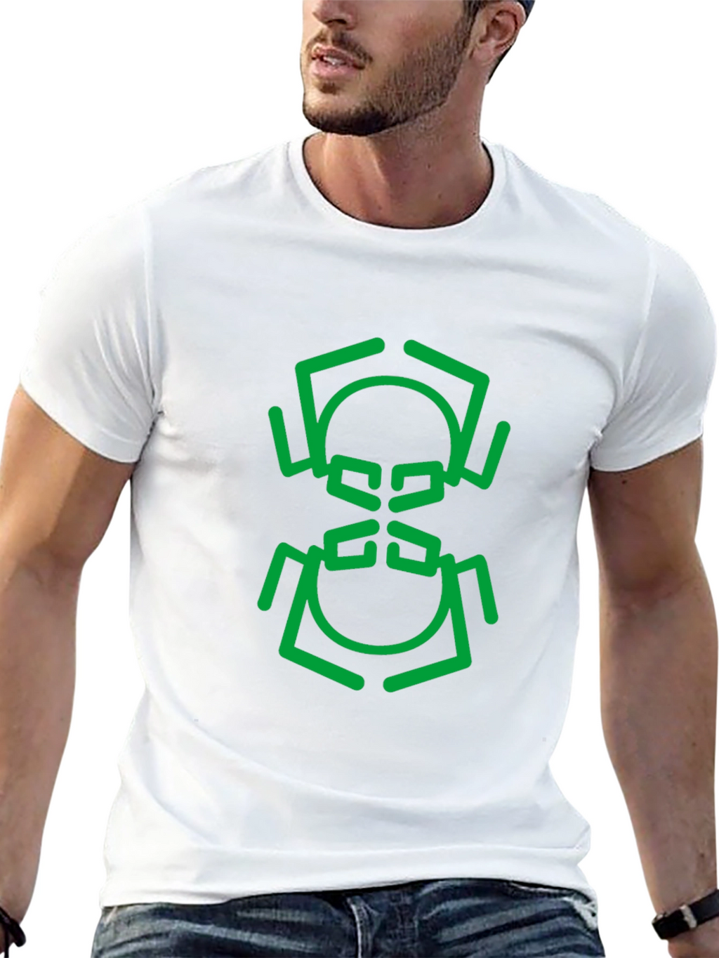 Abstract Geometric Bug Graphic Tee - Black