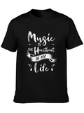 Music is the Heartbeat of My Life Black T-Shirt