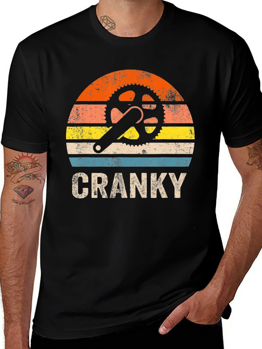 Cranky Biker Retro Sunset T-Shirt